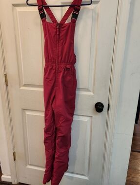 Land's End Girls' Insulated Ski Bibs in Deep Pink
